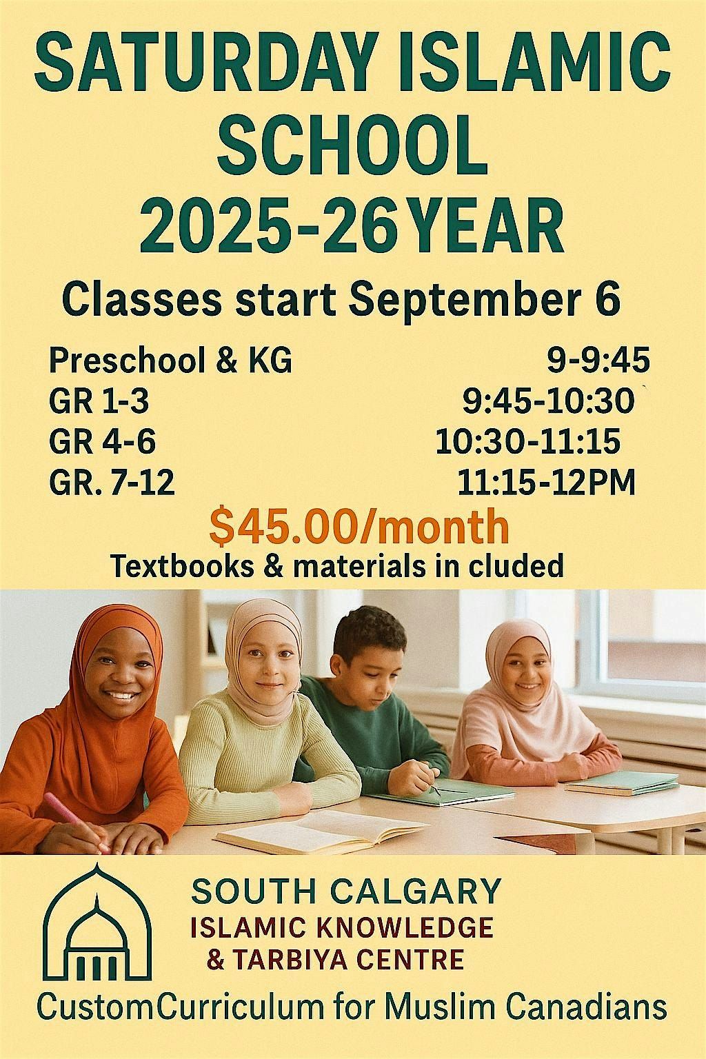 Saturday Islamic School (2025 - 2026 School Year)