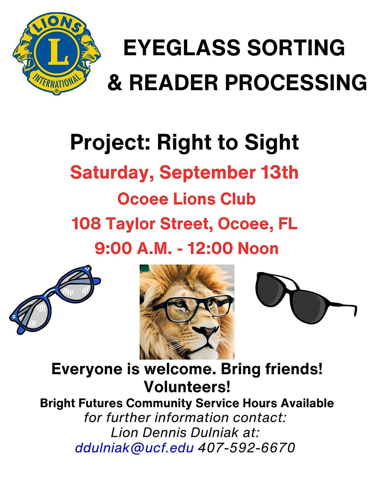 VOLUNTEER OPPORTUNITY! Help Us Process Donated Eyeglasses