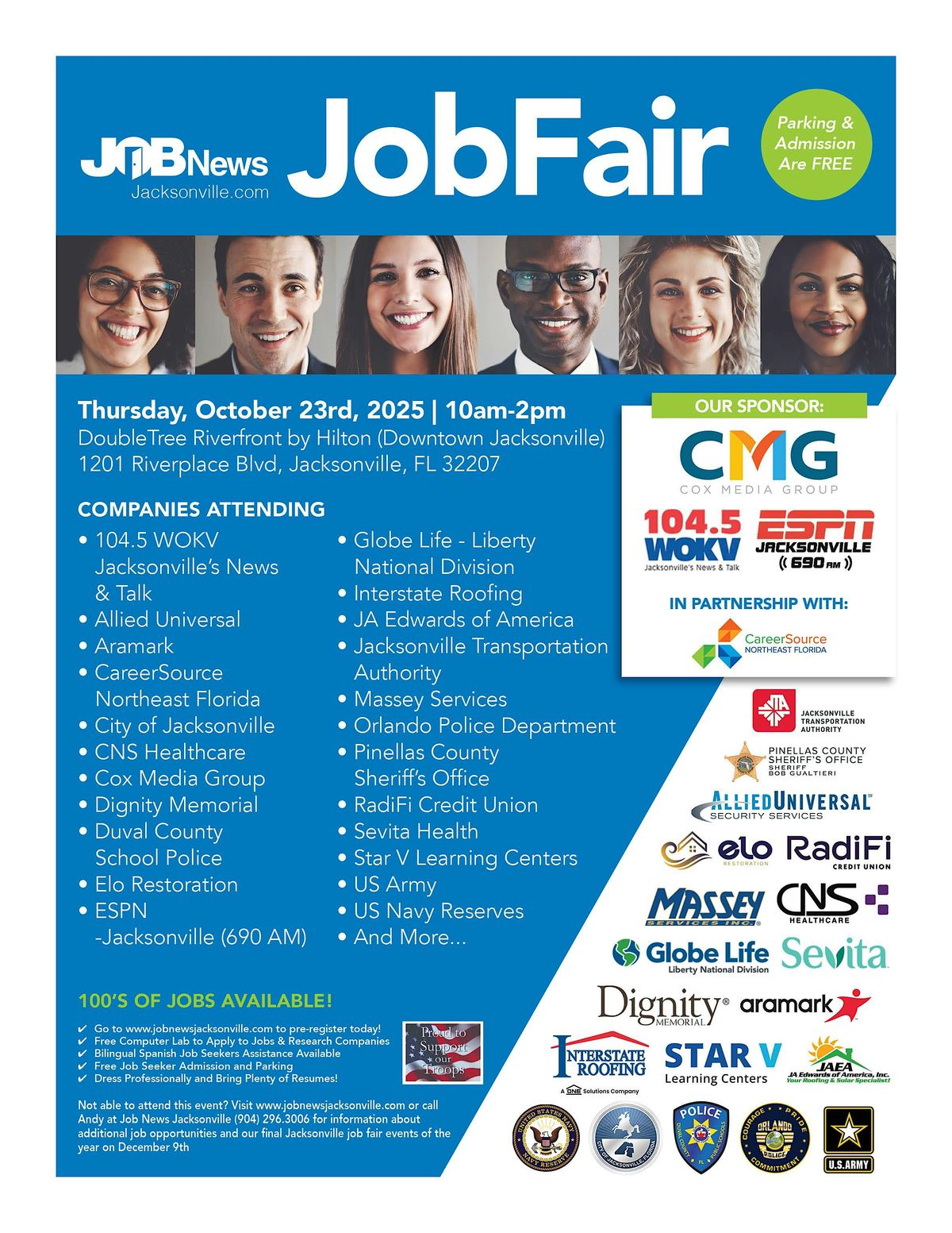 JACKSONVILLE JOB FAIR - Companies Hiring for 100's of JOBS - October 23rd