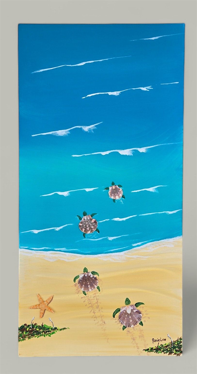 Turtle Hatchlings Painting Class on Canvas