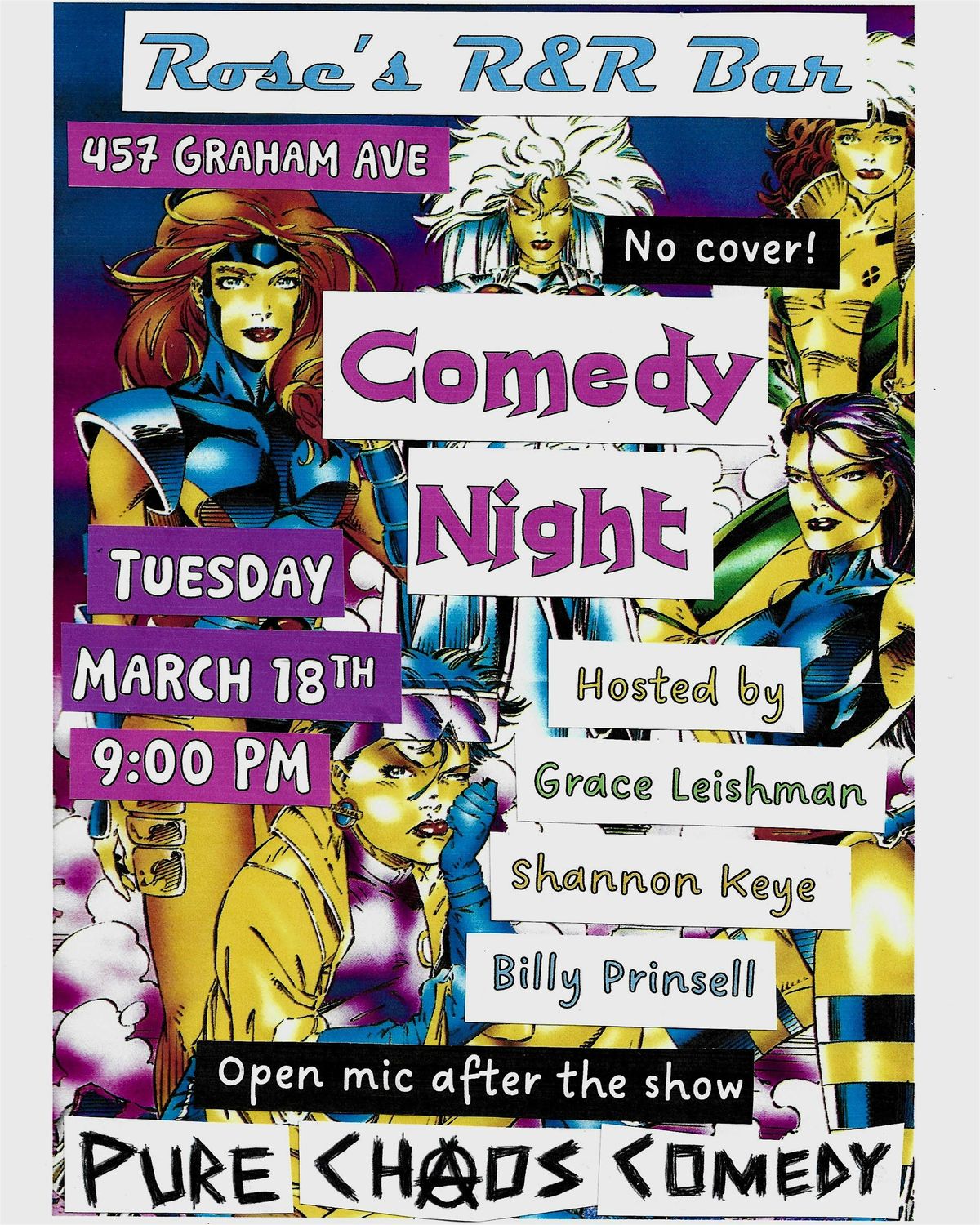 Pure Chaos Comedy at Rose's R&R Bar - FREE!