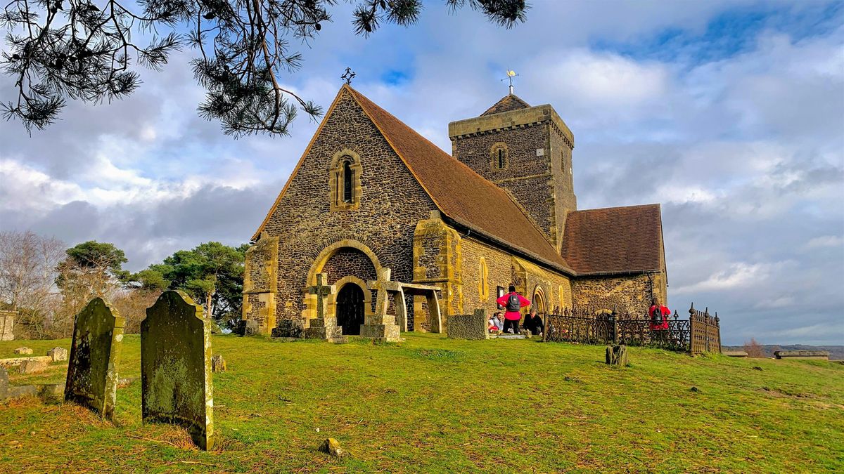 Hike, St Martha's  hill, the Pilgrims way, and the Tulips of Guildford Castle