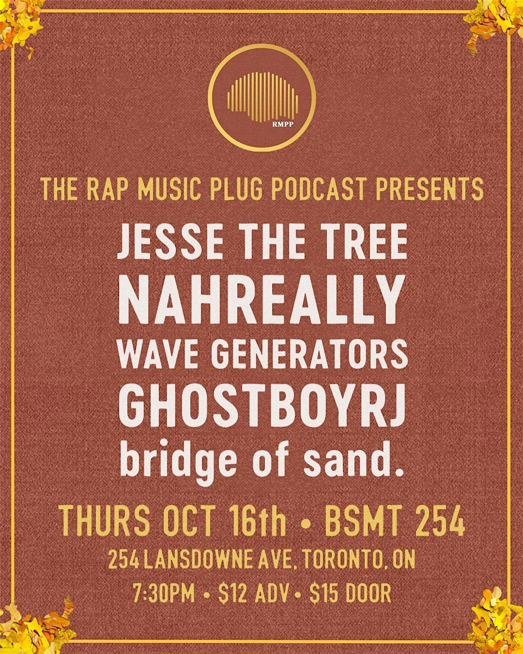 RMPP Presents: Wave Generators, jesse the Tree & NAHreally LIVE in Toronto