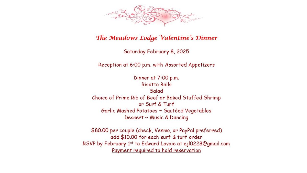 The Meadows Lodge Valentine's Dinner