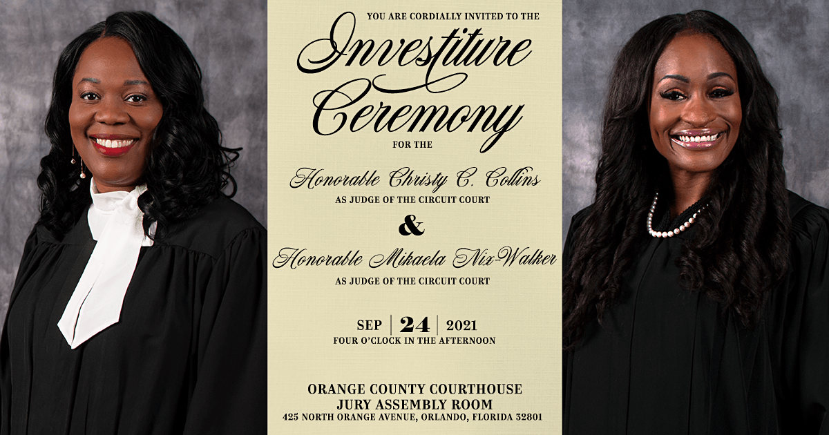 Investiture Ceremony for Judge Christy Collins and Judge Mikaela Nix-Walker