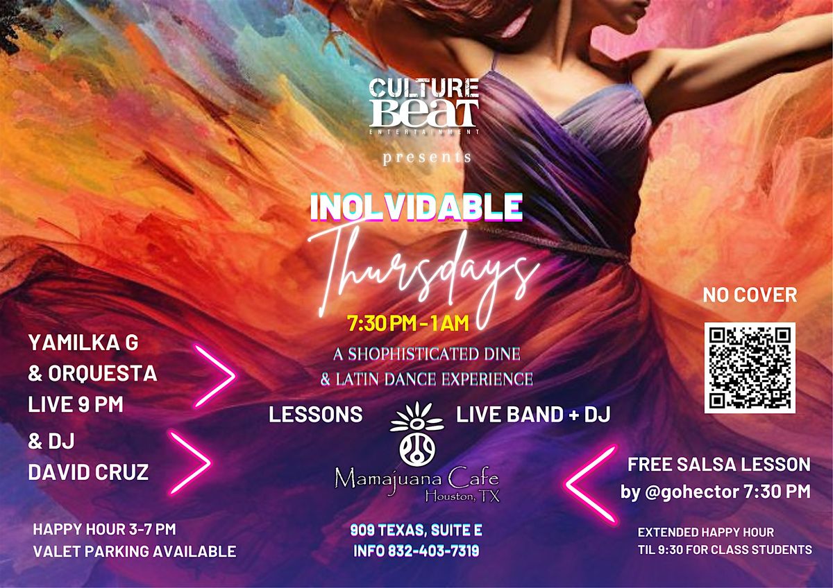 Inolvidable Thursdays @ Mamajuana | LIVE BAND +DJ + FREE Salsa Lesson 7:30p