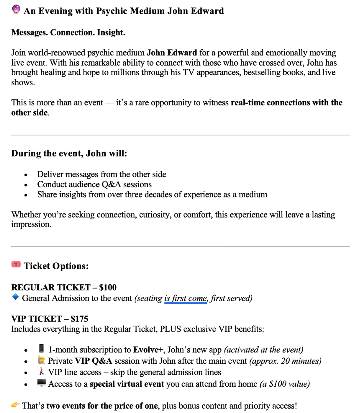 Evolve with John Edward at Luther Burbank Center for the Arts - Ruth Finley Person Theater