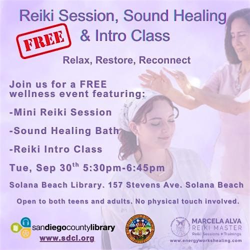 Free Reiki Session, Sound Bath & Intro Class.