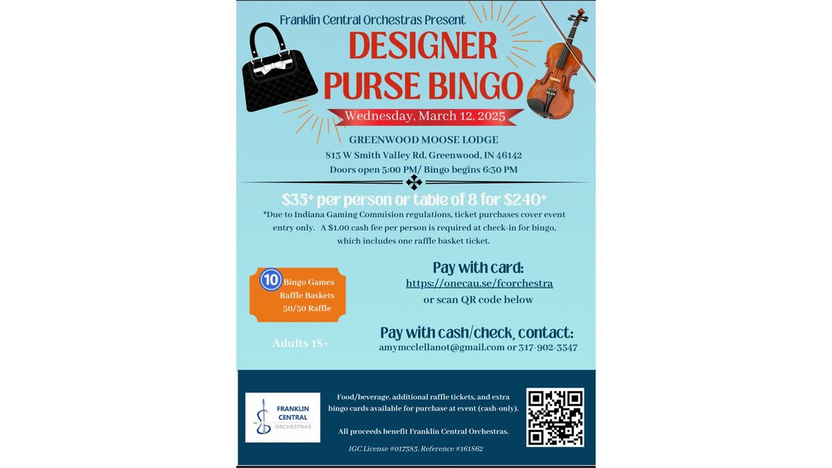 FRANKLIN CENTRAL ORCHESTRAS DESIGNER PURSE BINGO