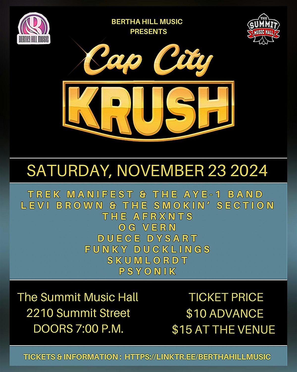 Cap City Krush - November 23 @ The Summit Music Hall