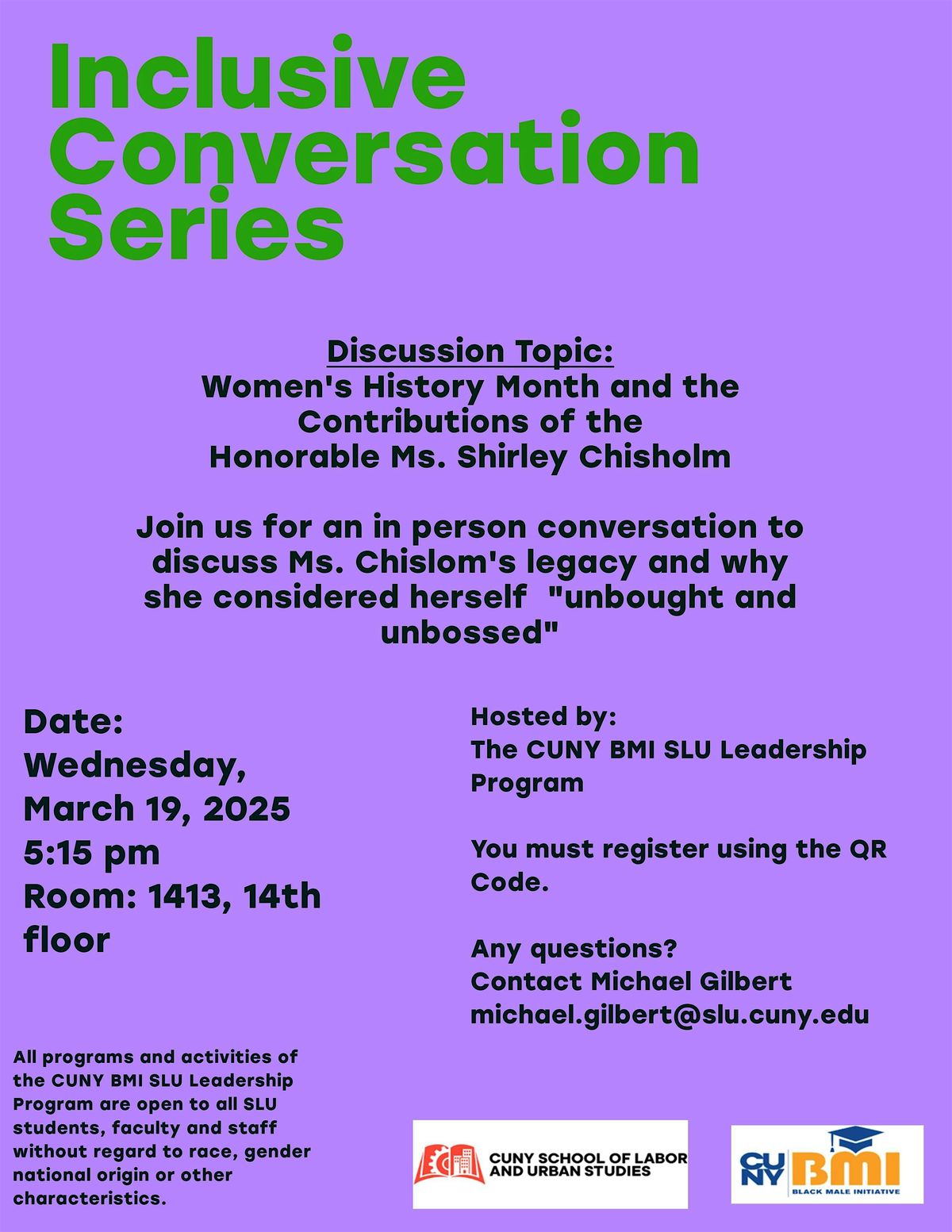 Inclusive Conversation Series: Women's History Month -  Shirley Chisholm