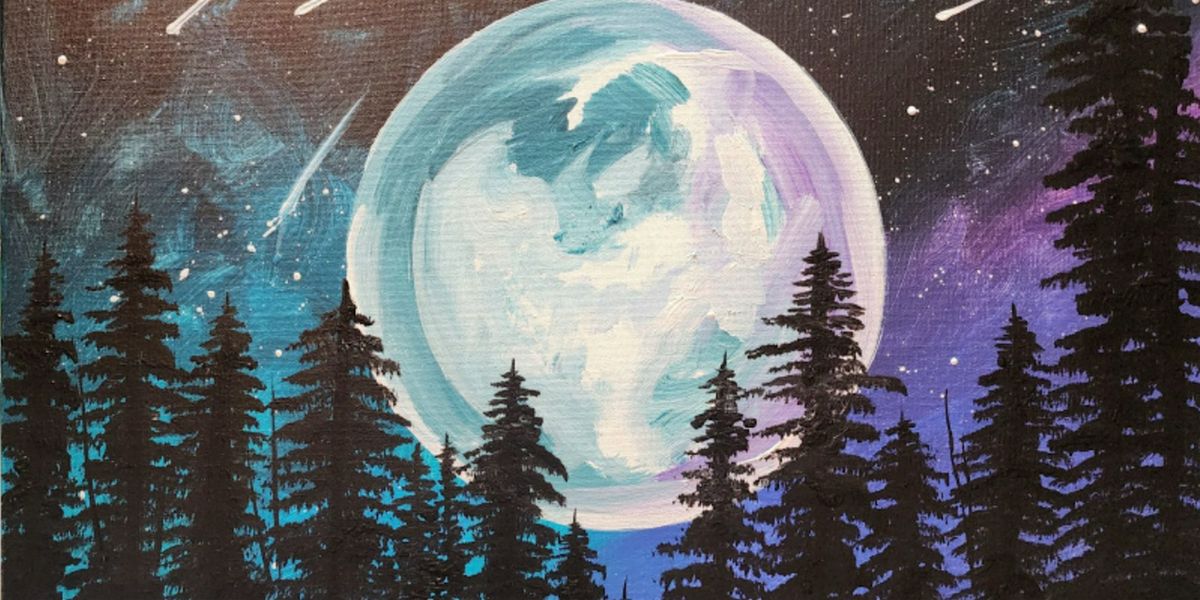 Full Moon Over the Pines - Paint and Sip by Classpop!\u2122