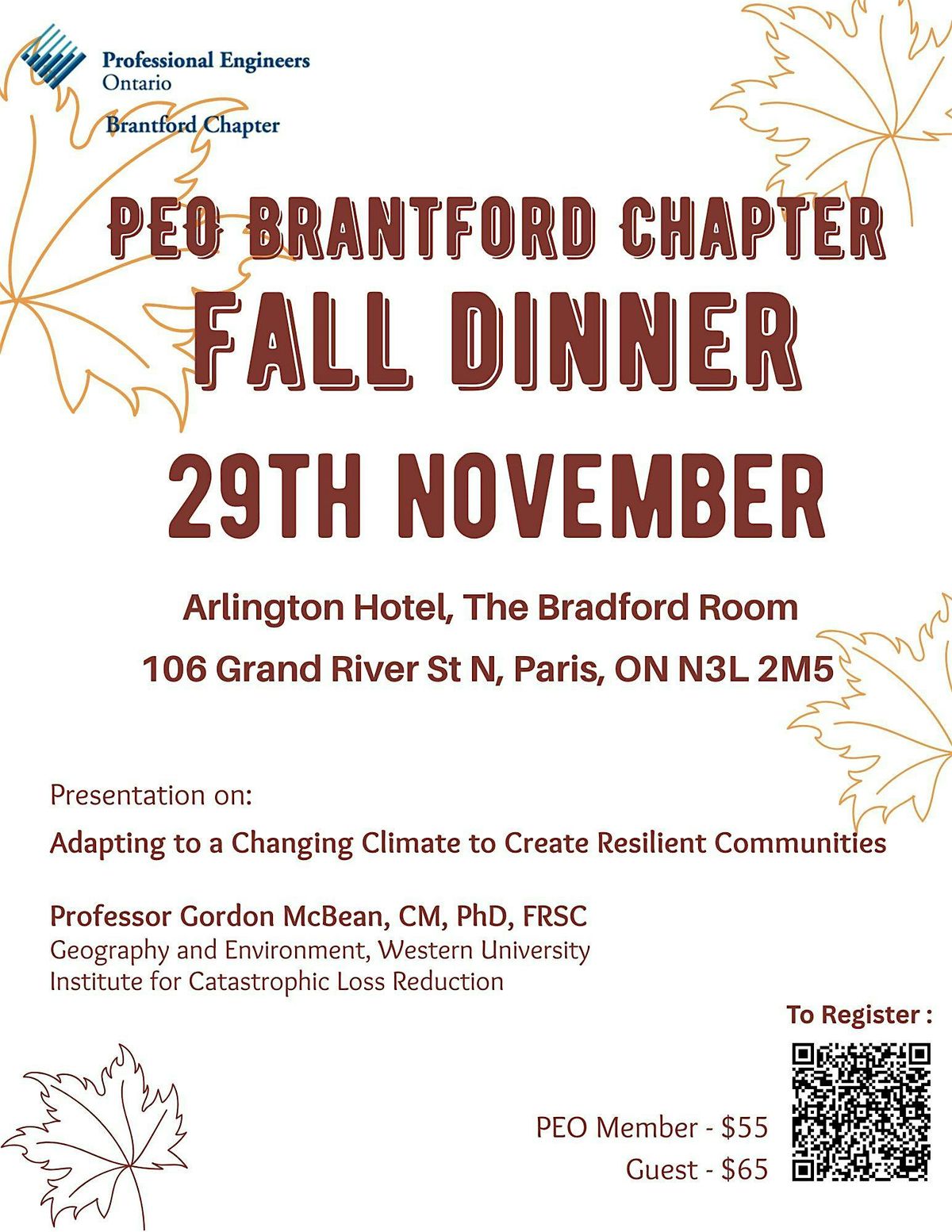 PEO Brantford Chapter - Fall Presentation and Dinner
