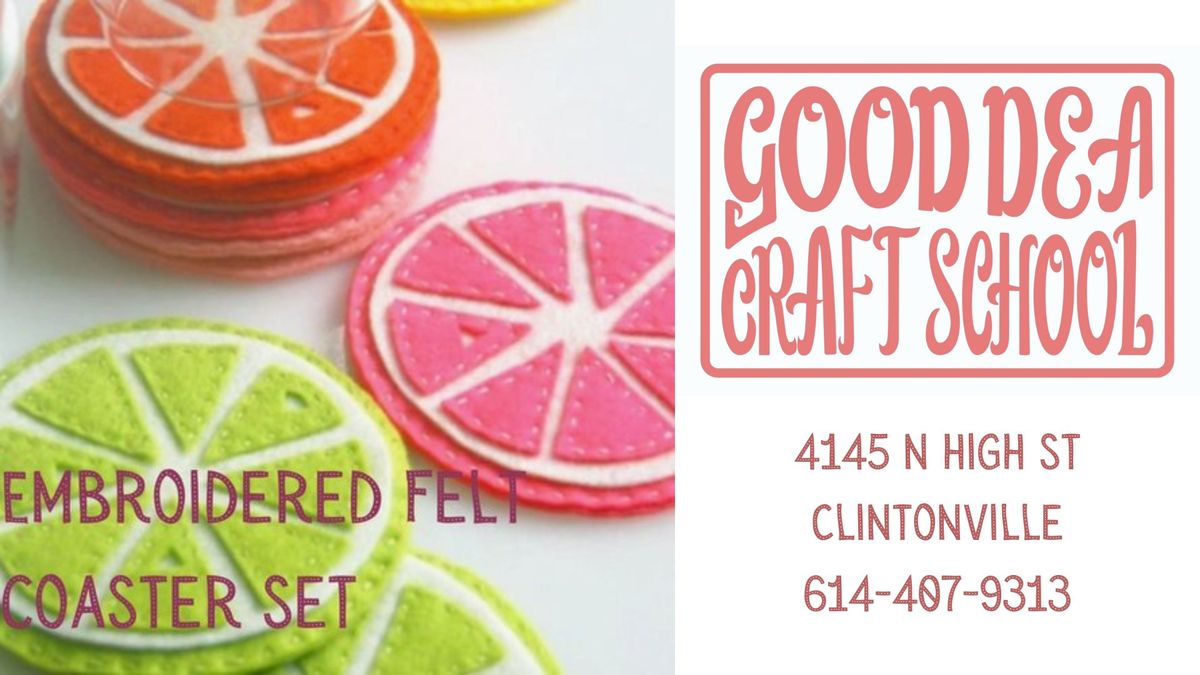 Embroidered Felt Coasters @ Good Dea Craft School