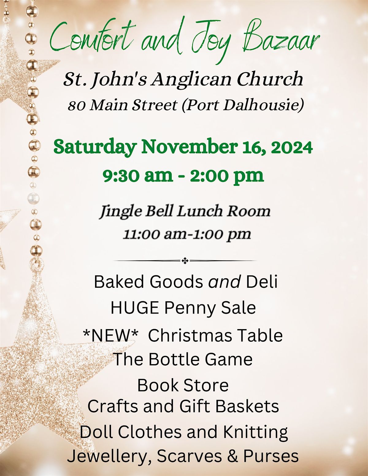 Comfort and Joy Christmas Bazaar at St. John\u2019s Church, Port Dalhousie