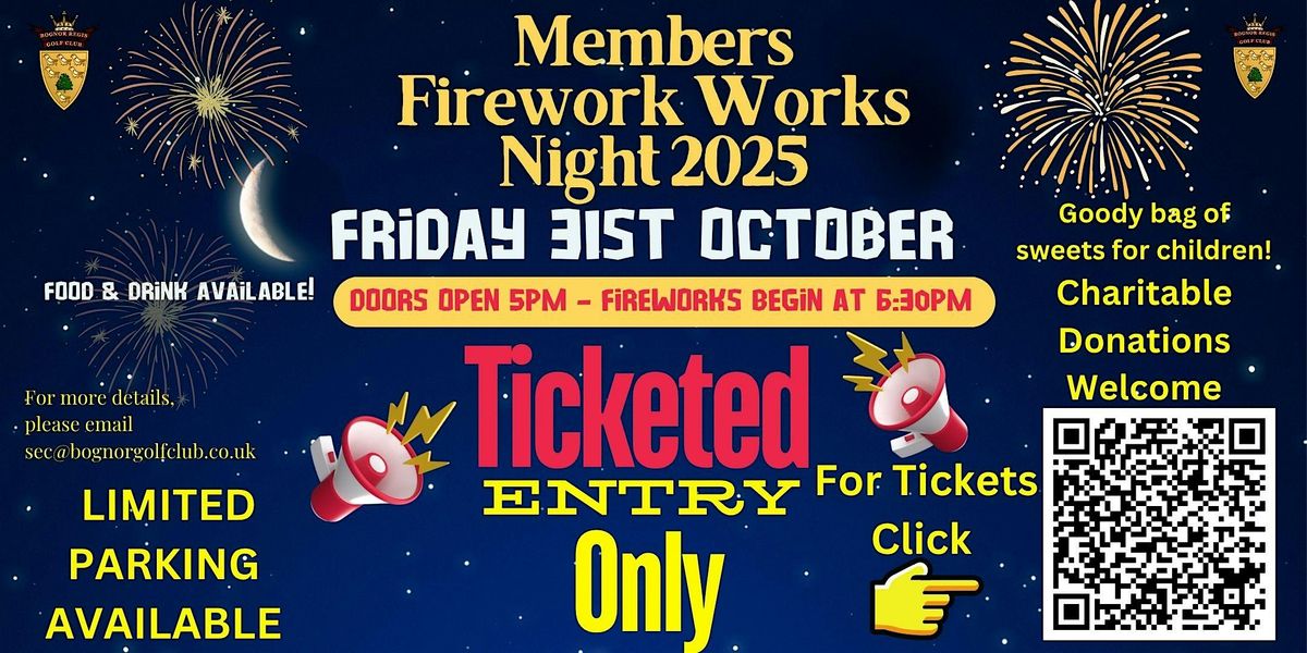 Members Firework Night 2025 at Bognor Regis Golf Club