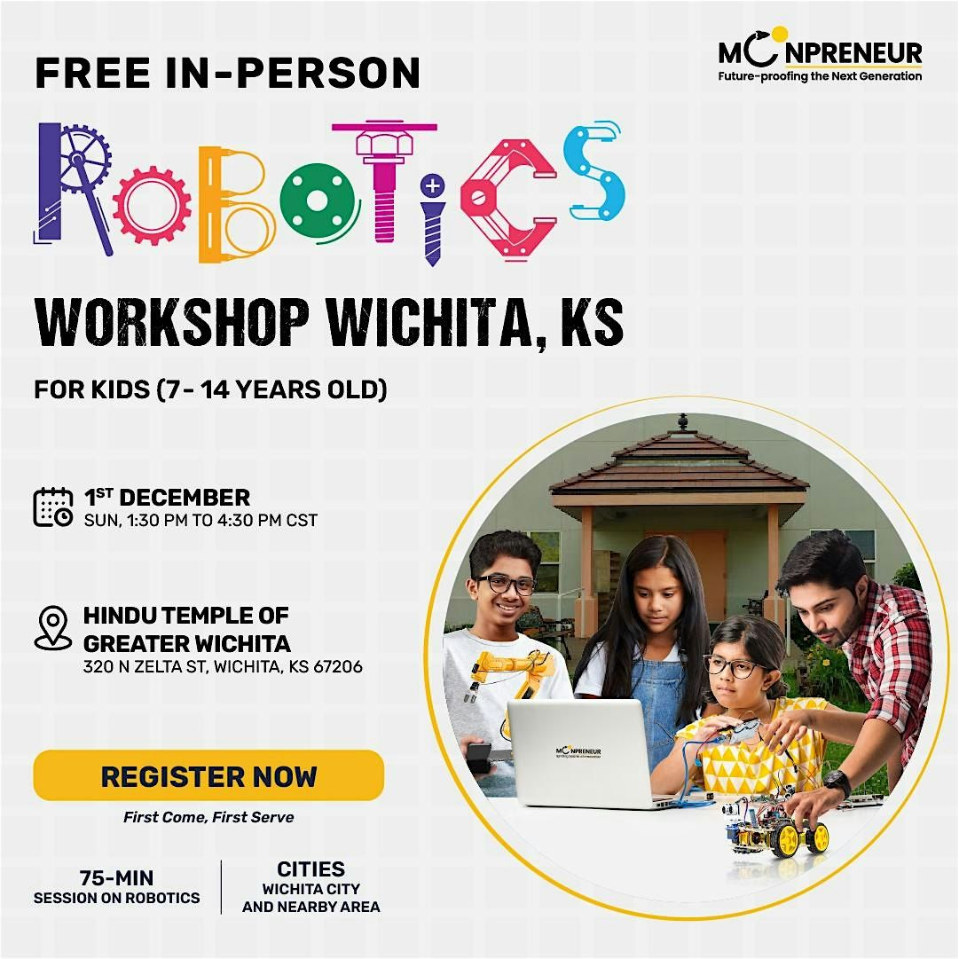 Free Robotics Workshop For Kids at Wichita, KS (7-14 yrs)