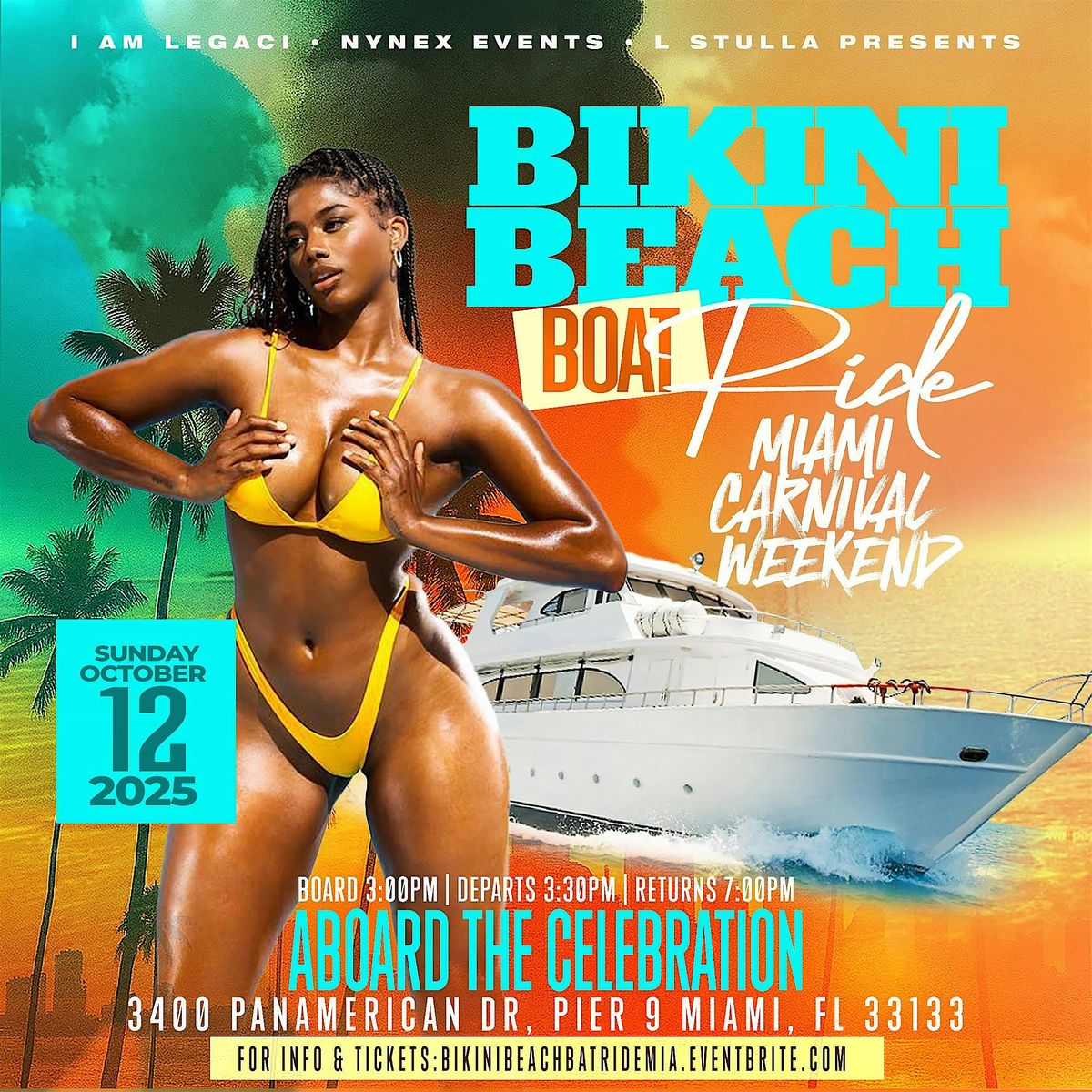 BIKINI BEACH BOAT RIDE 2025 \u2013 Miami Carnival Yacht Party \u2022 Sunday Oct 12