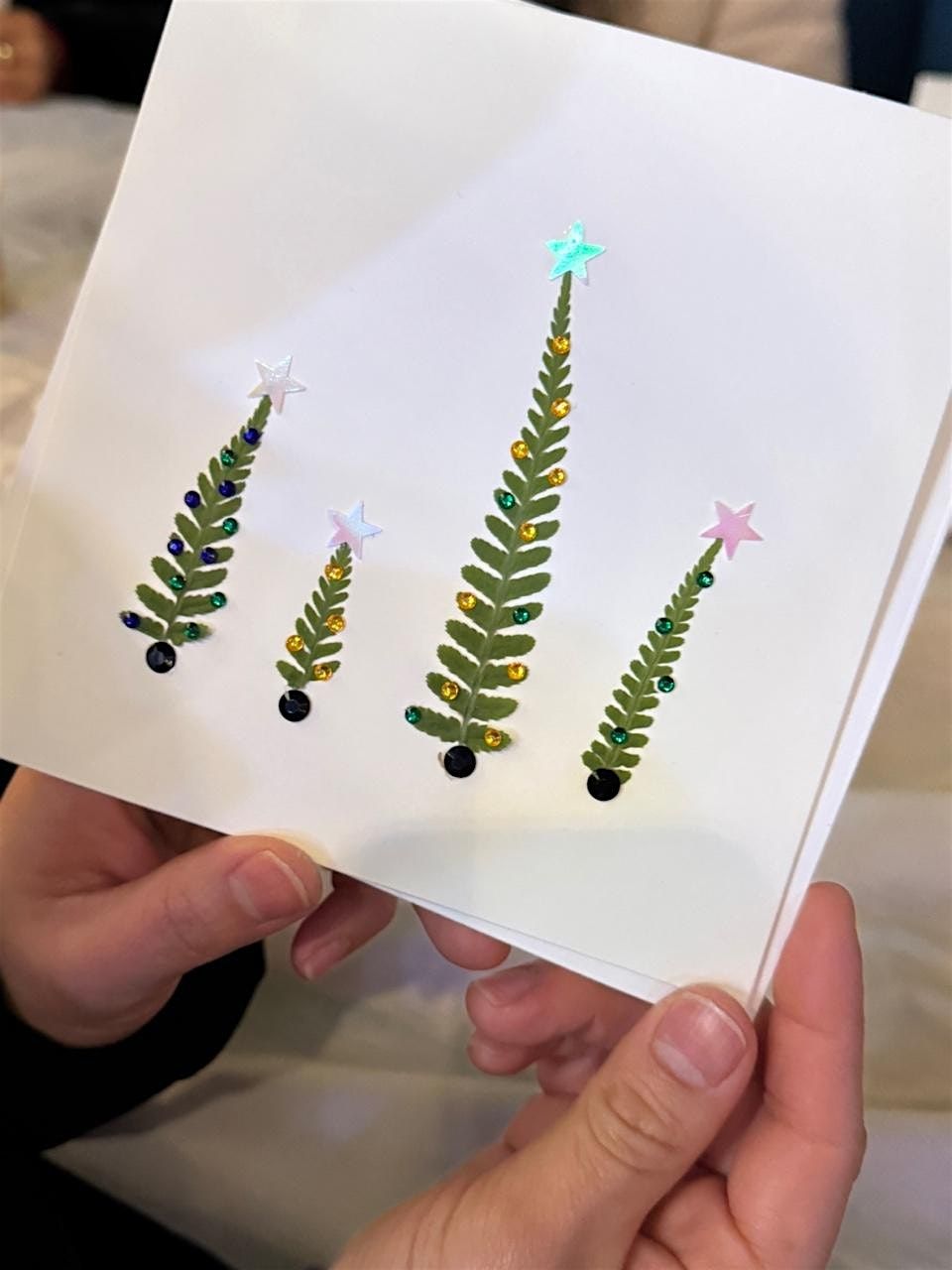 Festive card making with pressed leaves