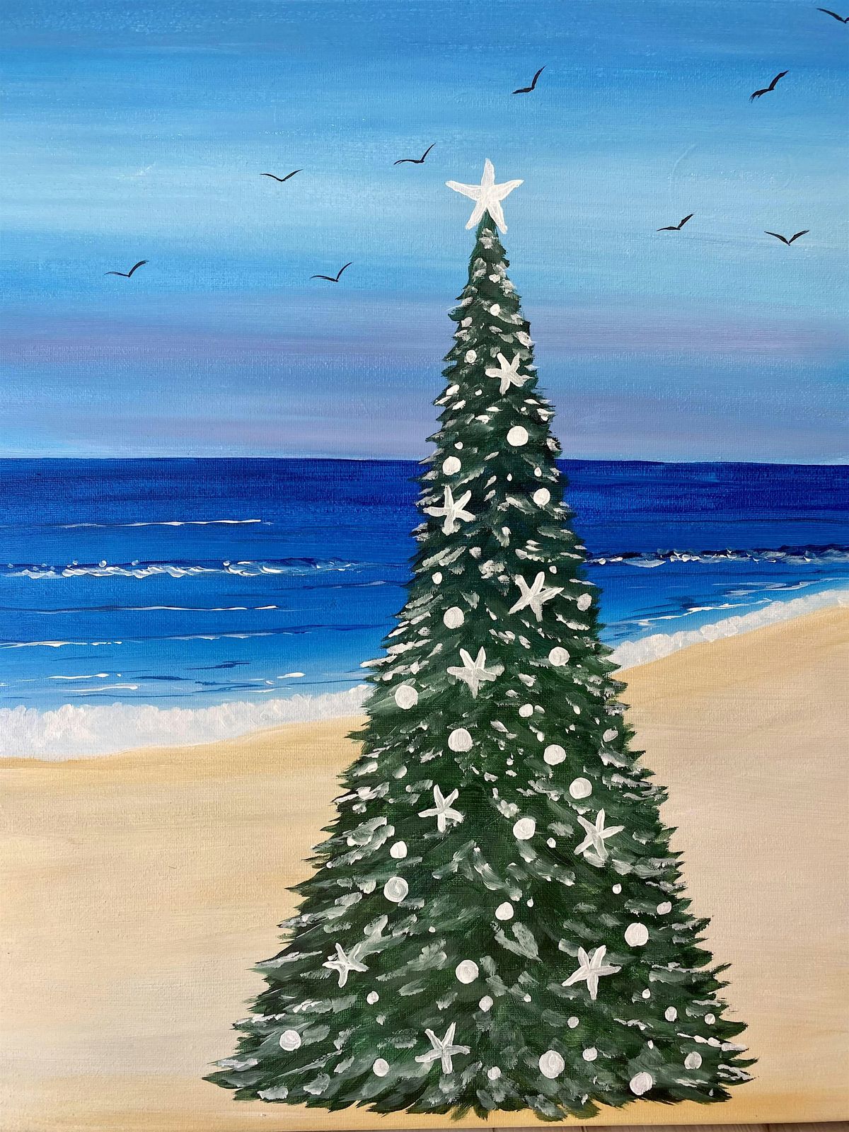 Beachy Christmas Tree Paint and Sip! Christmas in California!