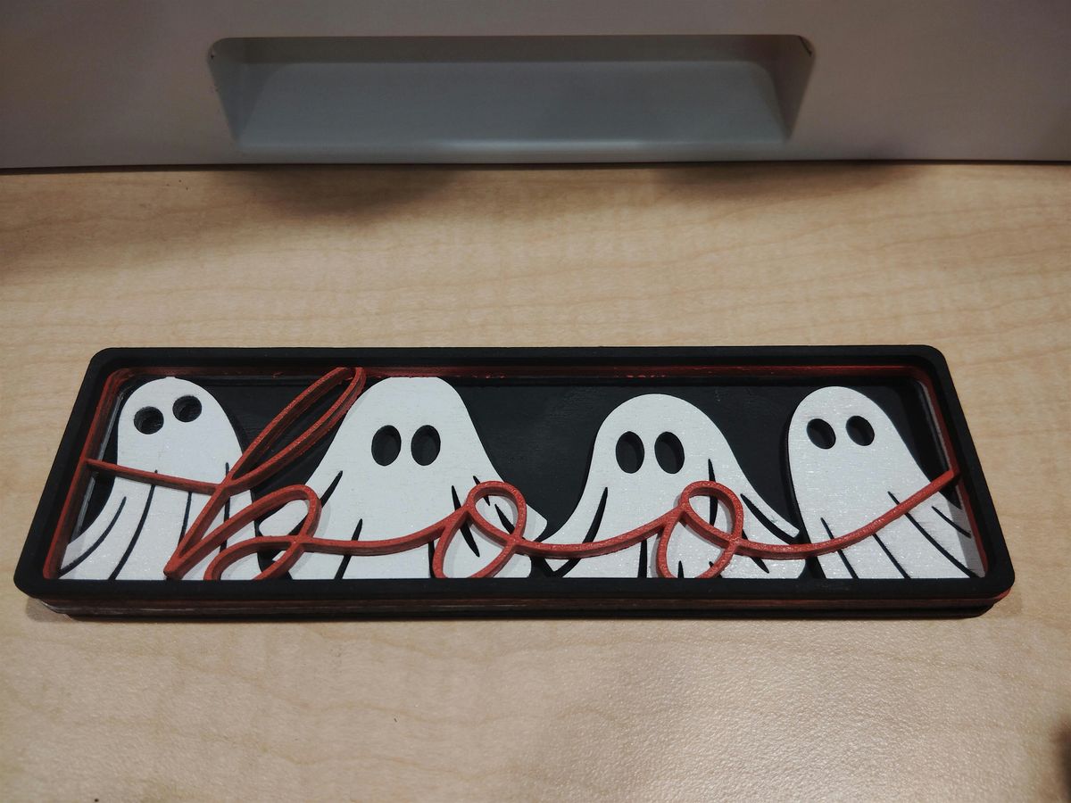BOO sign, art, craft, Fab Lab, Halloween, laser cutting, painting