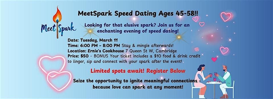 MeetSpark Speed Dating ages 45-58