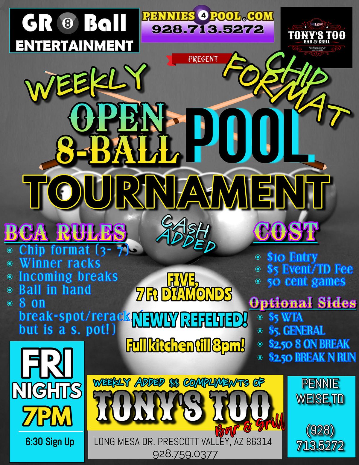 Friday, 5.24.24 Weekly Cash-Added 8-ball CHIP Tournament
