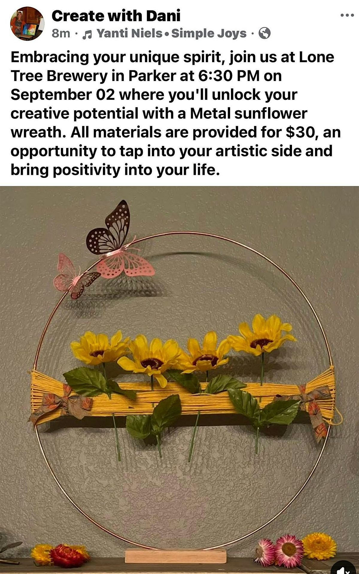 Metal Sunflower wreath
