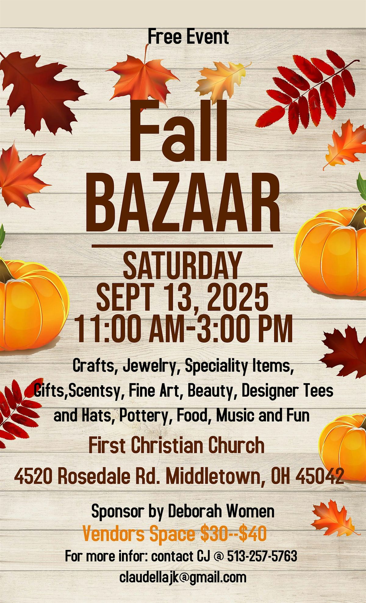 Fall Bazaar Extravaganza! Crafts, Art, Gifts, Food, Music & More