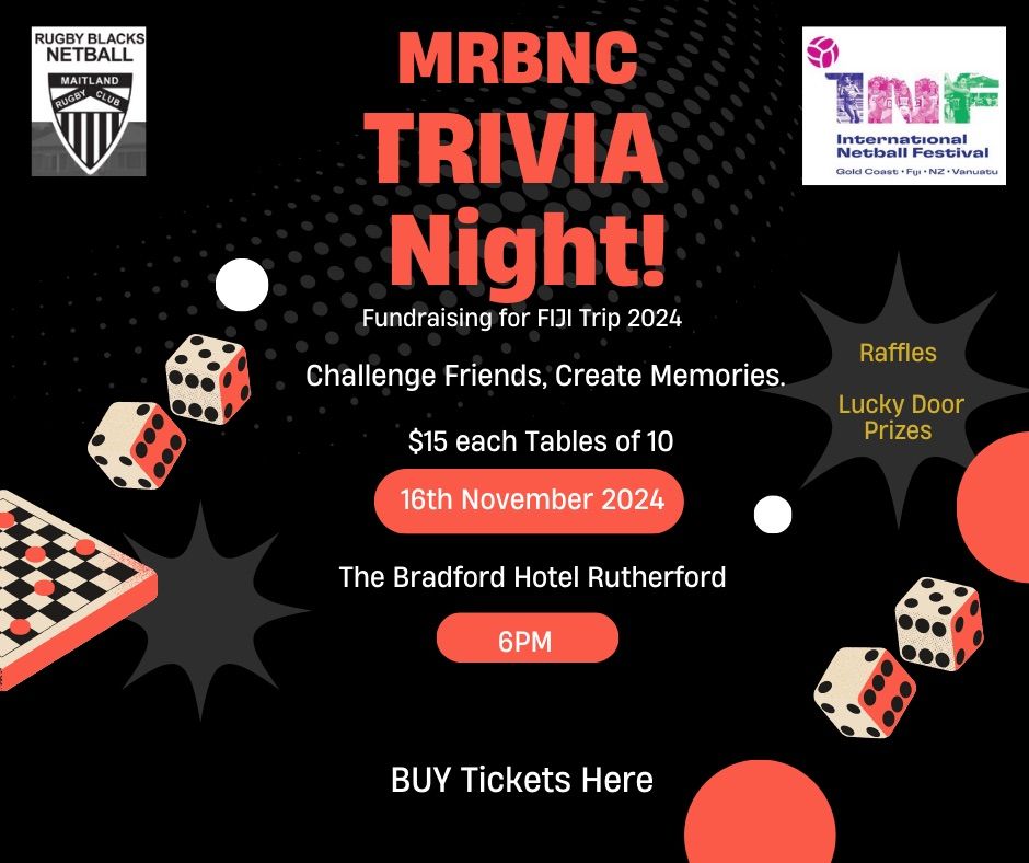 Maitland Rugby Blacks Netball Club Trivia Night supporting Fiji Trip 2024