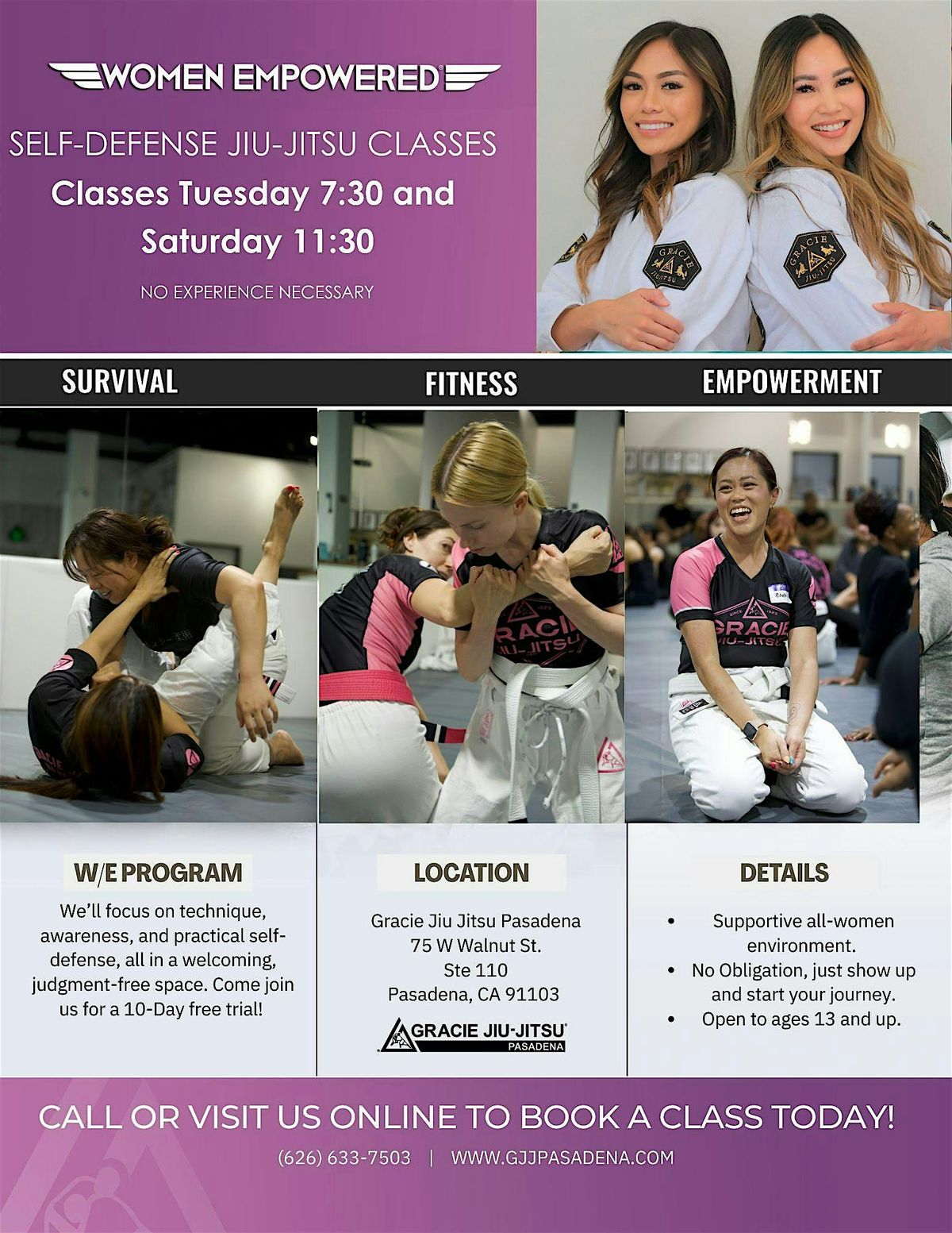 Women Empowered Self-Defense Jiu Jitsu: 10-Day FREE trial!