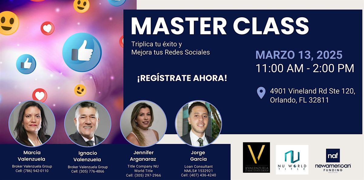 Master Class - Triplica tu \u00e9xito y Mejora tus Redes Sociales