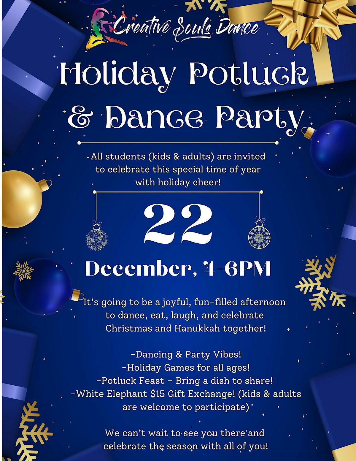 Creative Souls Holiday Potluck and Dance Party