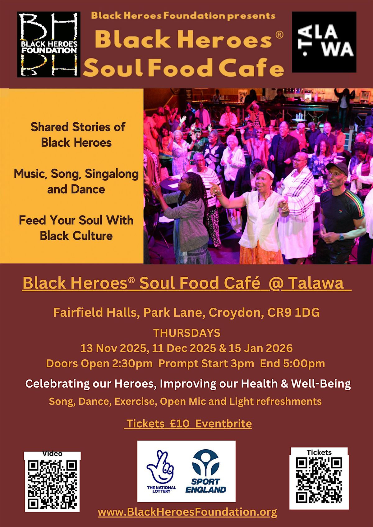 Black Heroes\u00ae  Soul Food Cafe @  Talawa Studio, Fairfield Halls 13th Nov