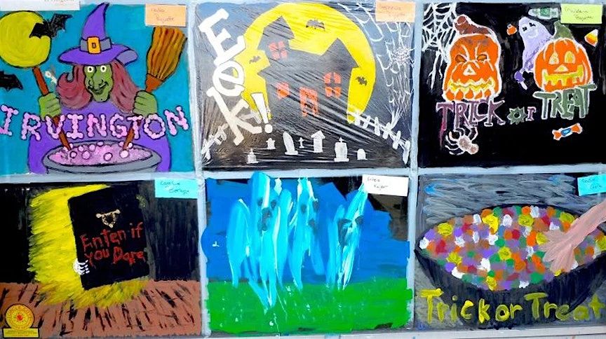Irvington Halloween Window Painting 2025