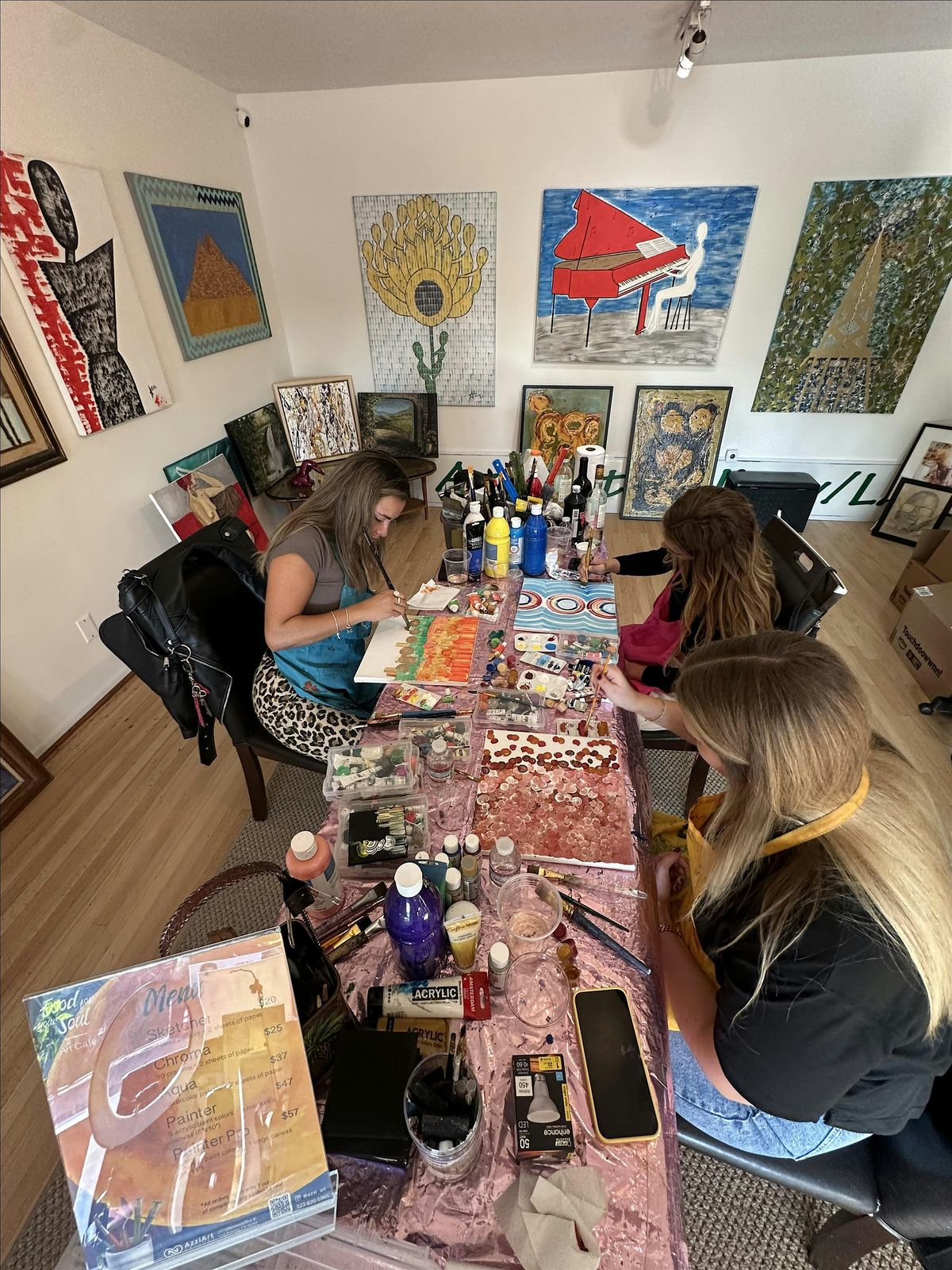 Paint and Sip. Art Cafe in LA. Paint&Sip Night at AzziArt Gallery LA! Fun!