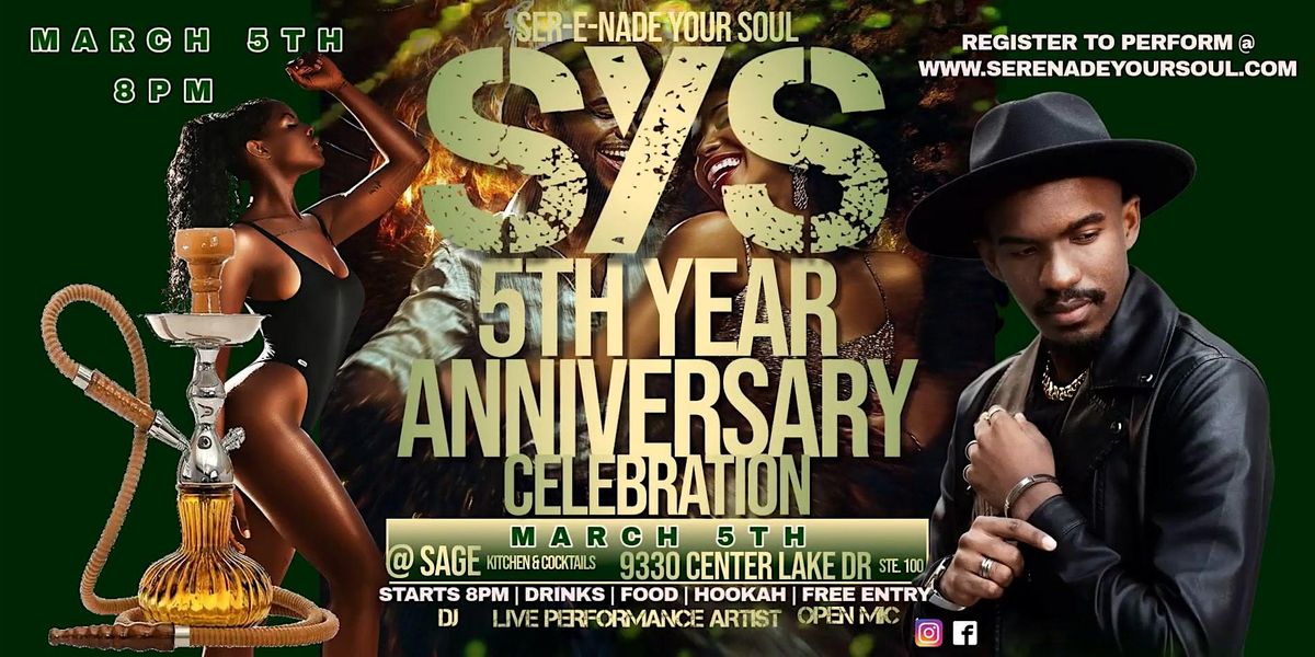 Ser-e-nade Your Soul: 5th Year Anniversary Open Mic Celebration!