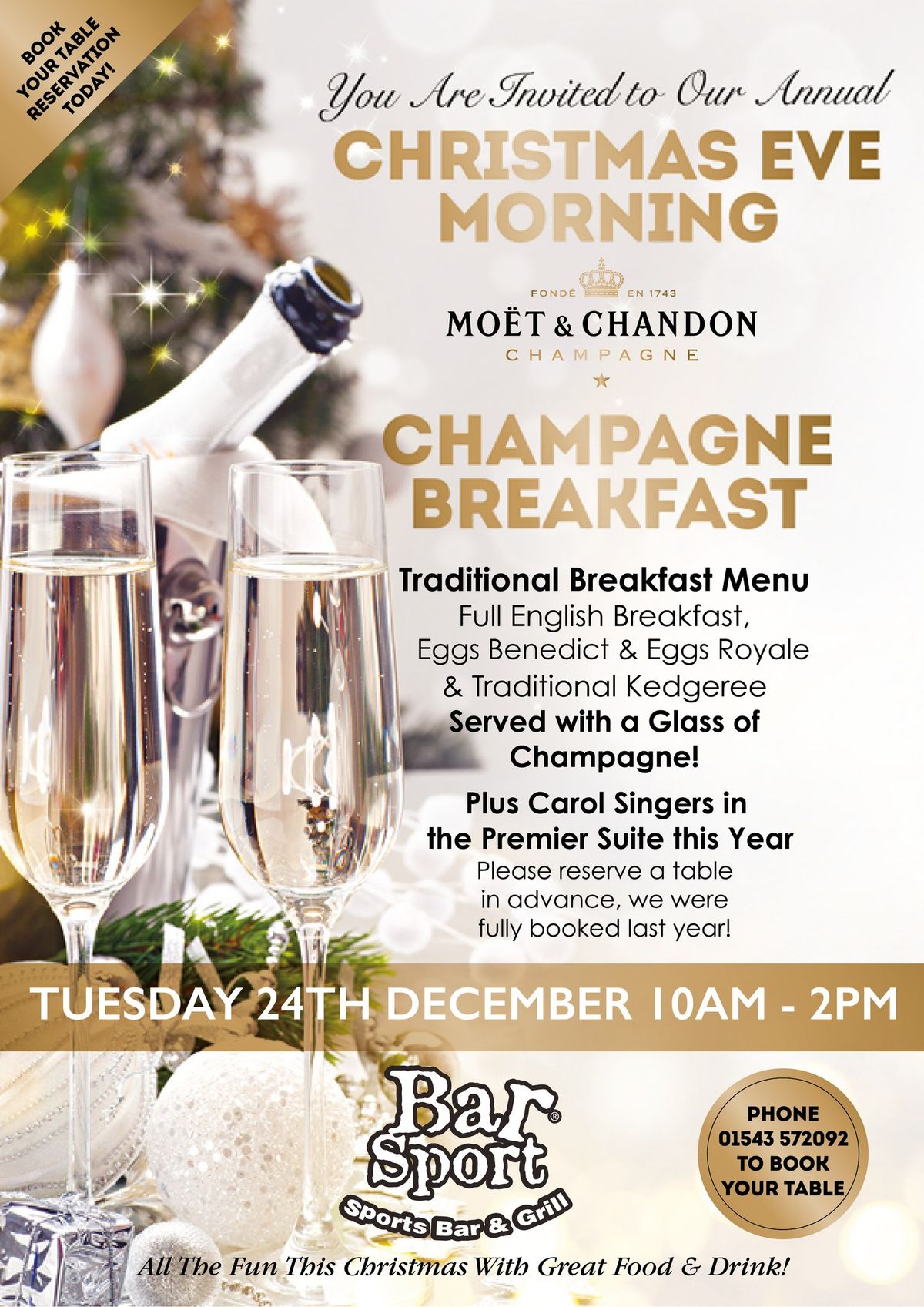 Christmas Eve Morning Champagne Breakfast at Bar Sport Cannock \ud83e\udd42