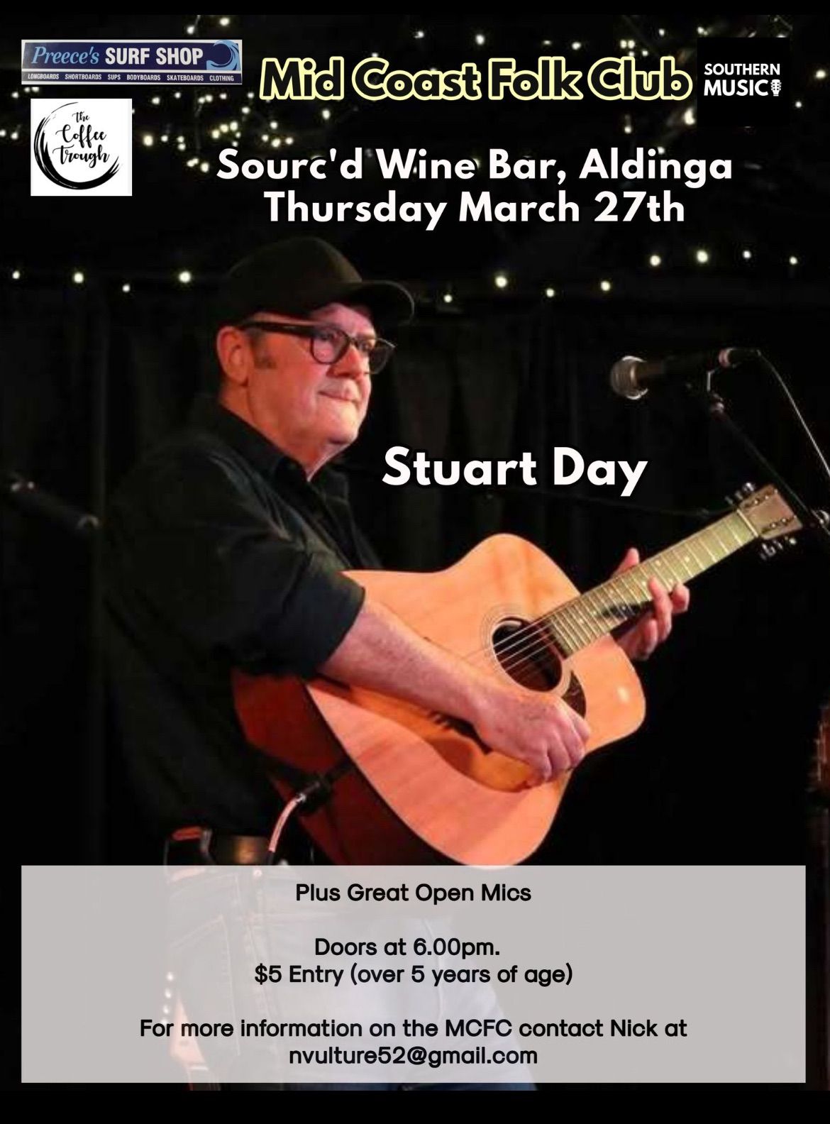 Mid Coast Folk Club with Stuart Day! Come celebrate Sourc\u2019d!!