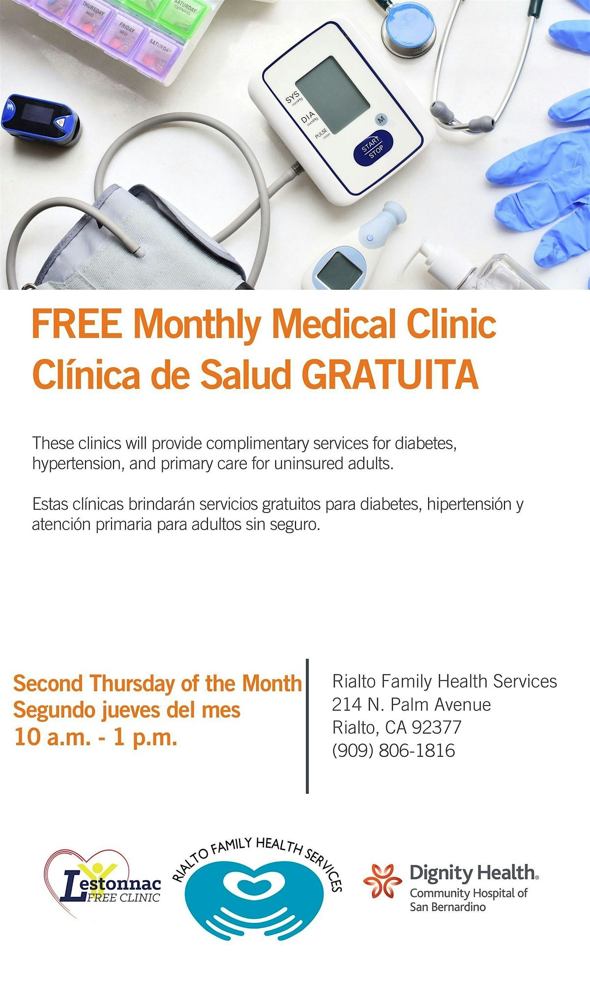 FREE Monthly Medical Clinics  *FONTANA* GRATIS Cl\u00ednicas M\u00e9dicas Mensuales