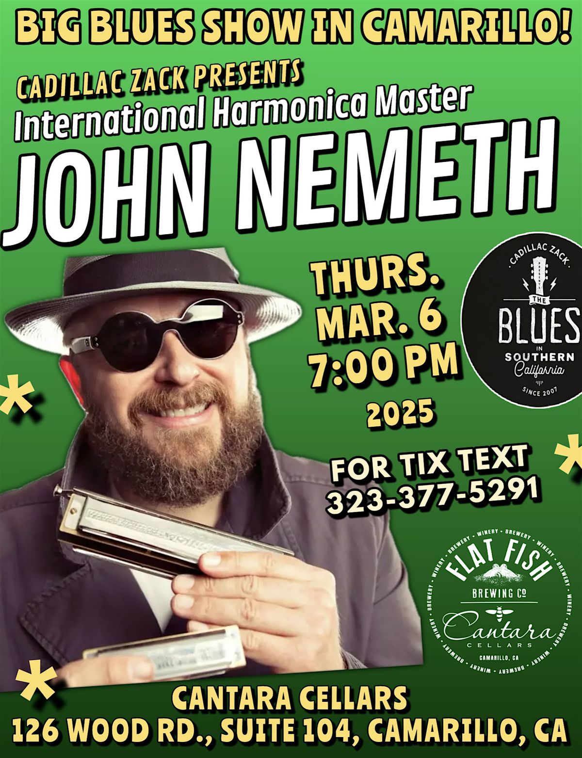 JOHN NEMETH - Famed Blues Singer & Harp Master - in Camarillo!