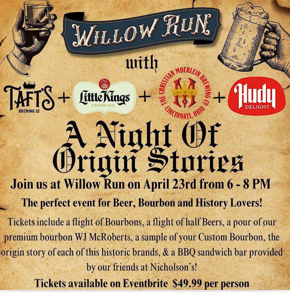 A Night of Cincinnati Bourbon & Beer Origin Stories! Learn\/Taste History!