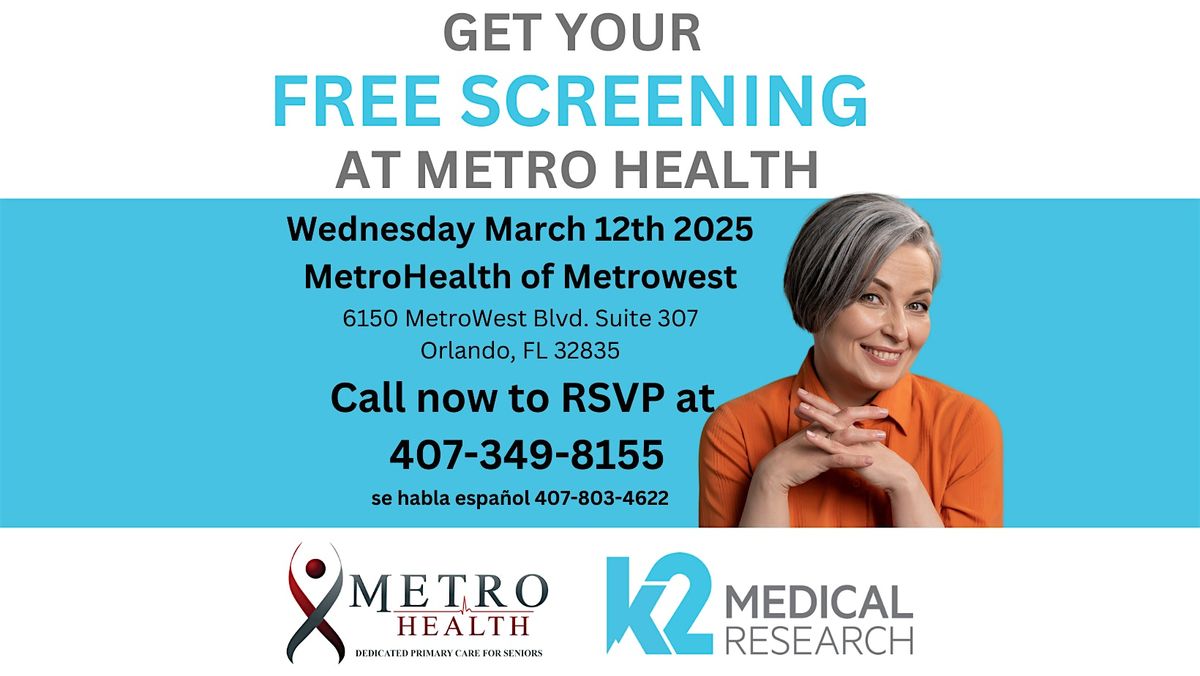 Free Memory Screenings for Seniors at Metro Health of MetroWest