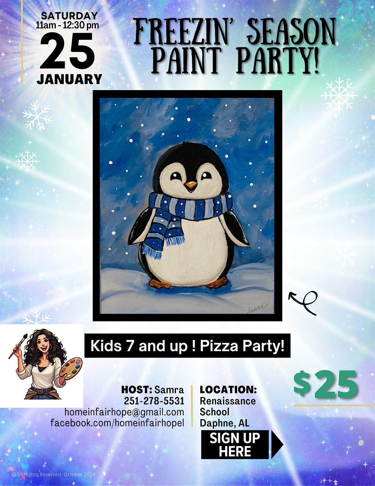 Freezin' Season Pizza and Paint Party!