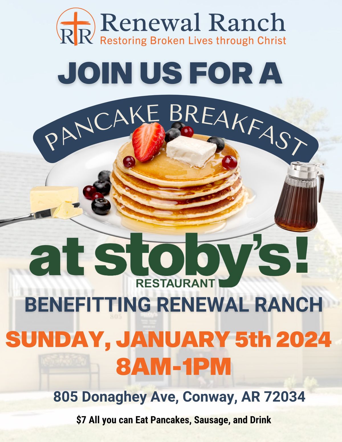 $7 All You Can Eat Pancakes Supporting Renewal Ranch