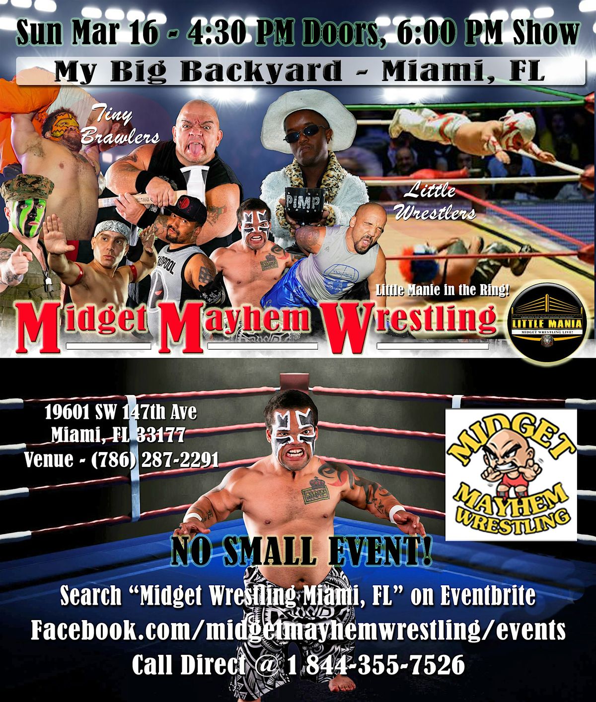 Midget Mayhem Wrestling Rips Through the Ring! Miami FL (All-Ages)