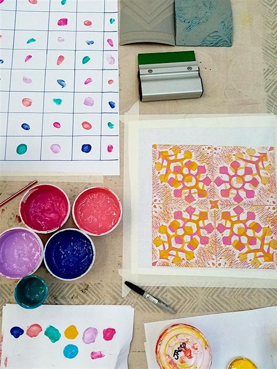 Block printing onto textiles for beginners - create unique tea towel set