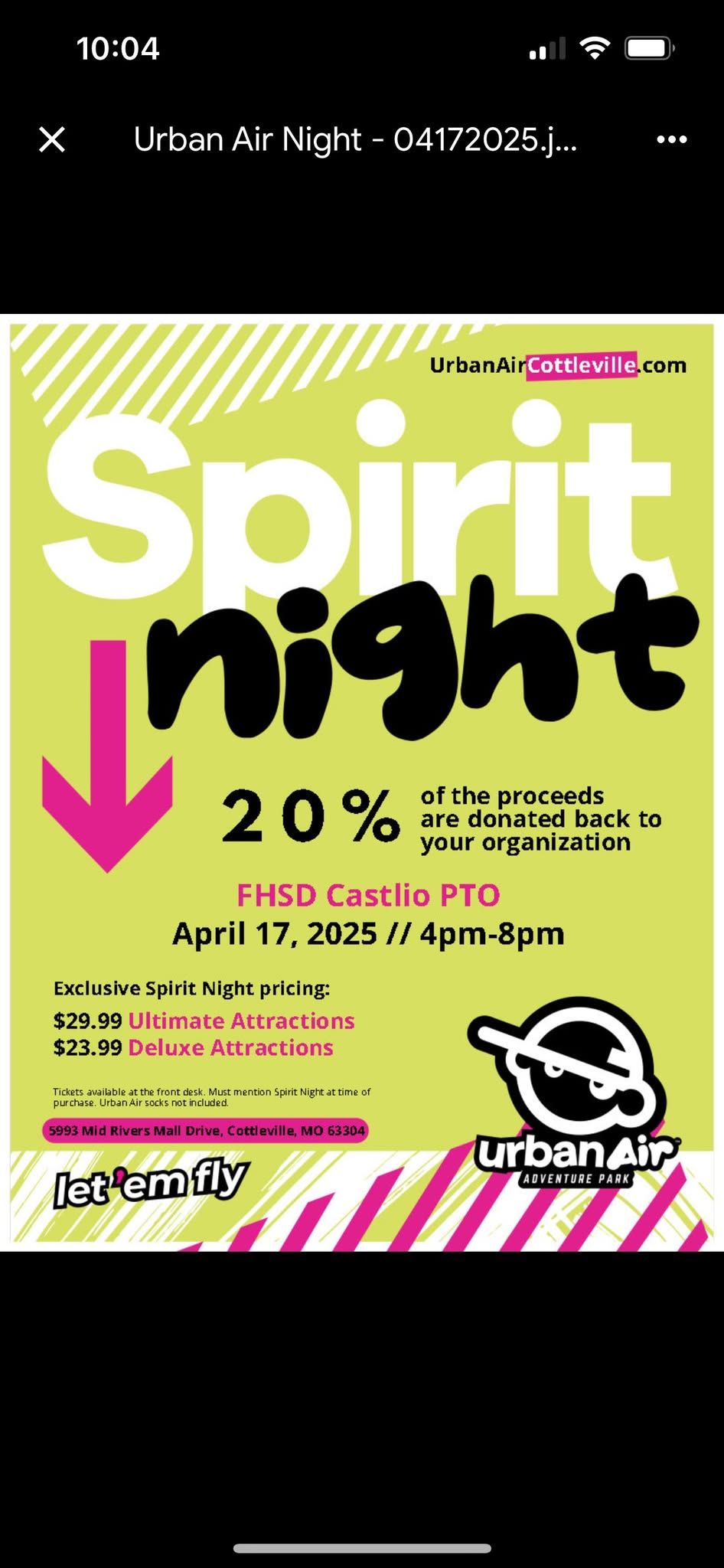 Castlio PTO Spirit Night @ Urban Air