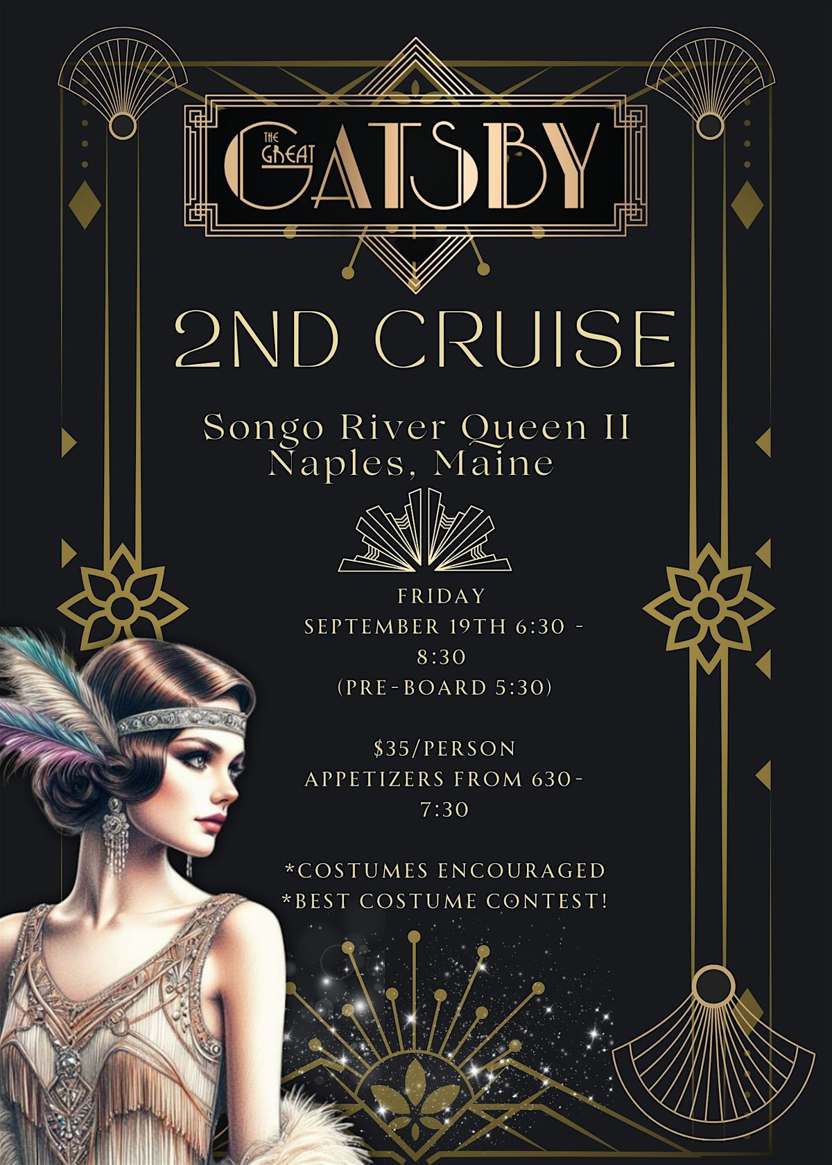 2nd GREAT GATSBY CRUISE ABOARD THE SONGO RIVER QUEEN  - NAPLES, MAINE!