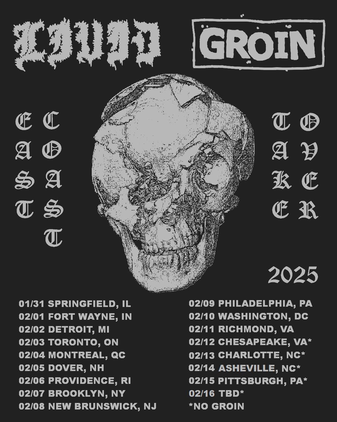 GROIN (AZ) + LIVID (WI) + BLEEDING OUT + GUTTER GIRL @ THE NO NO ROOM 